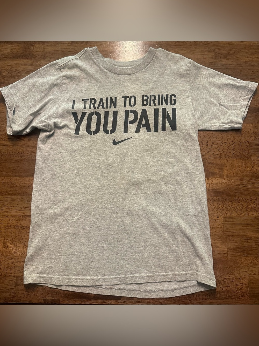 Nike Gray Short Sleeve Graphic Tee - Black Text